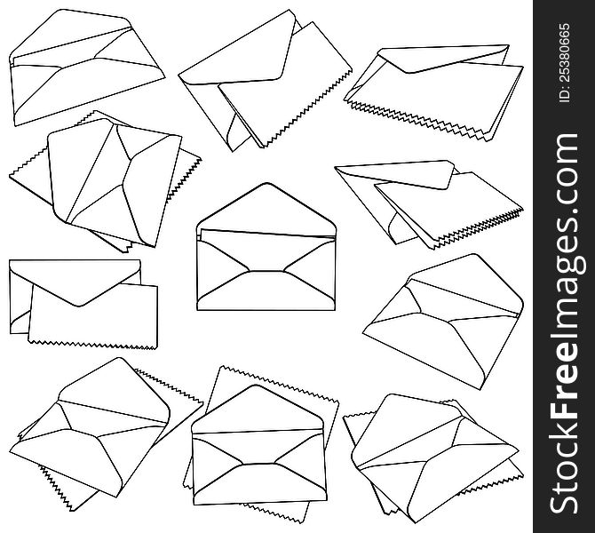 Set Of Open Envelopes