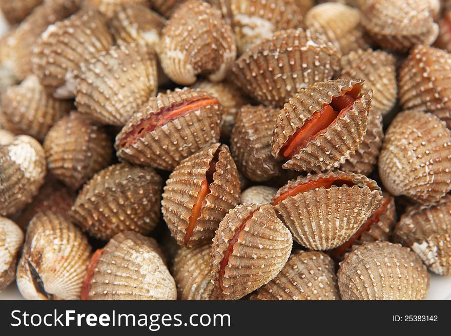 A fresh cockles for sale at a market. A fresh cockles for sale at a market