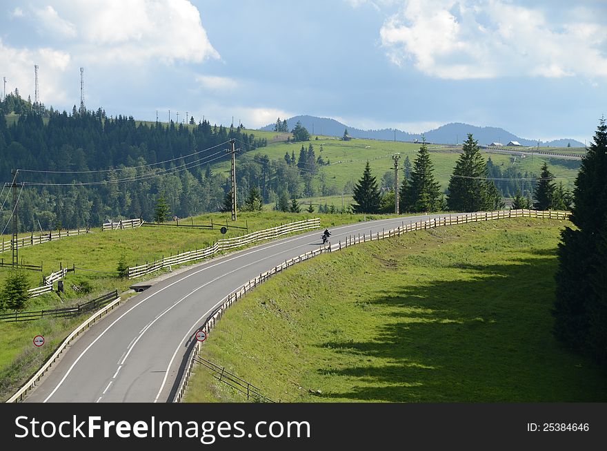 Curved road to mountain top in Maramures mountain in Romania. Curved road to mountain top in Maramures mountain in Romania