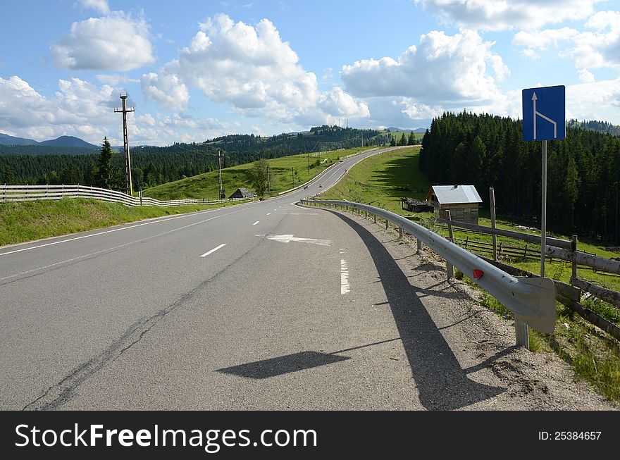 Curved road to mountain top in Maramures mountain in Romania. Curved road to mountain top in Maramures mountain in Romania