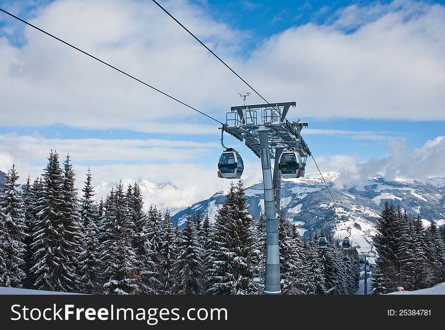 Ski resort Zell am See, Austrian Alps at winter