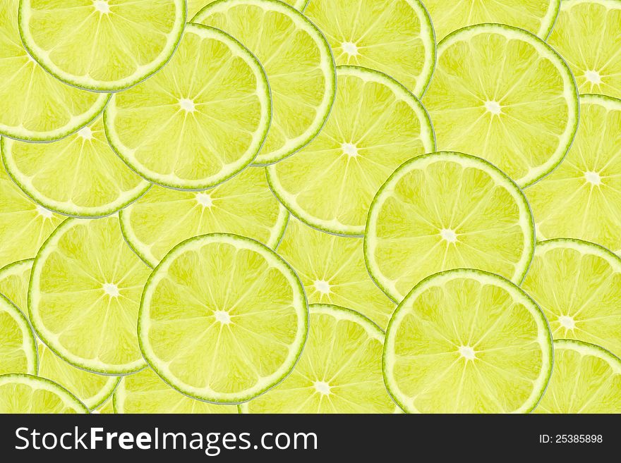 Slices of lime isolated on white background