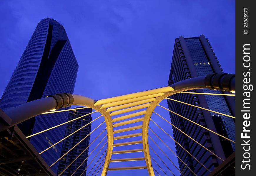 Pubic skywalk at bangkok downtown square