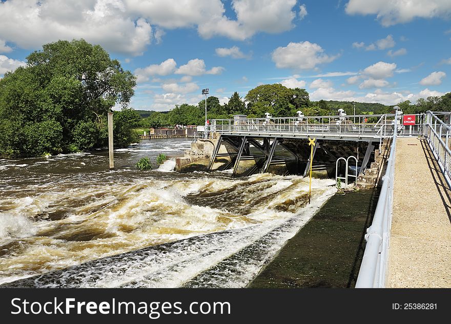 Weir And Sluice Gate On The River Thames