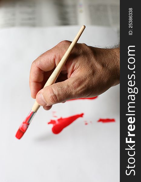 Painting with bright red color