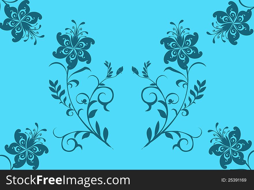 Floral designs with blue background