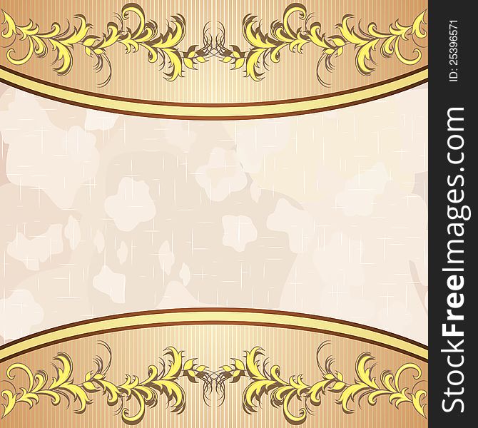 Vintage background with golden floral decoration