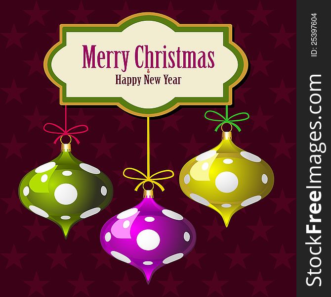 Christmas star background with colorful balls