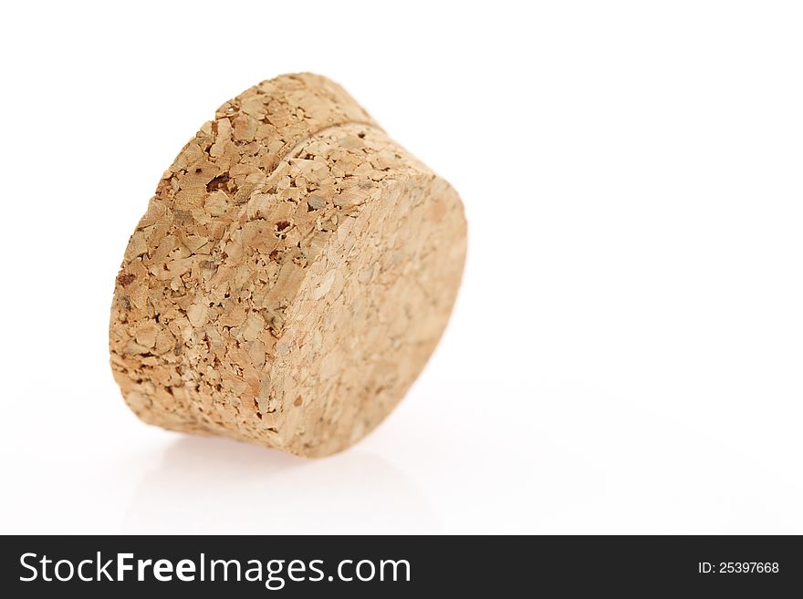 Cork stopper on white background