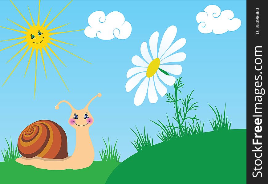 Snail with camomile