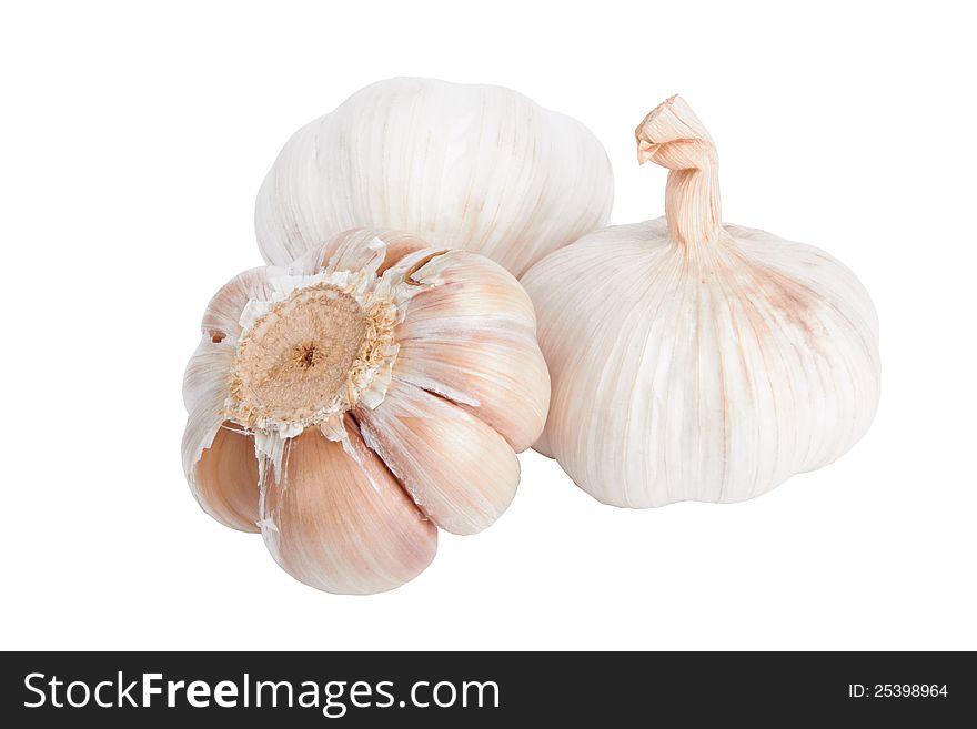 Fresh garlic on white background