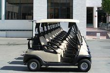 Line Of Golf Carts Royalty Free Stock Photography Line Of Golf Carts Royalty Free Stock Photography