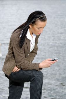 Businesswoman Reading SMS Stock Photos