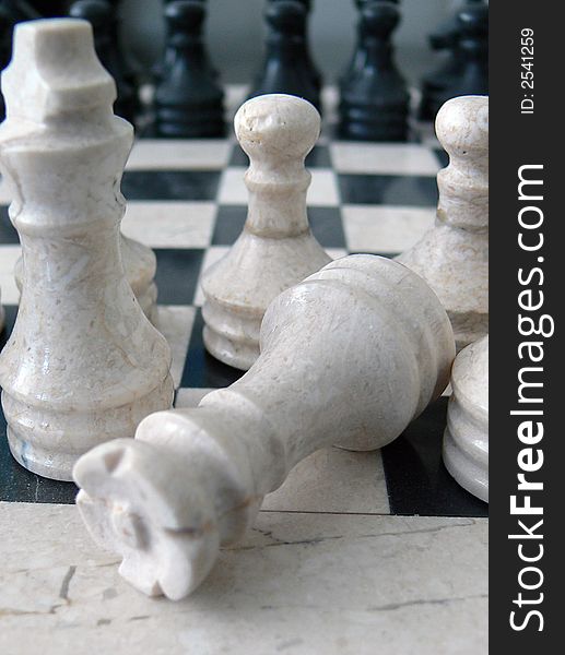 A chessmate position with white fall down queen. A chessmate position with white fall down queen