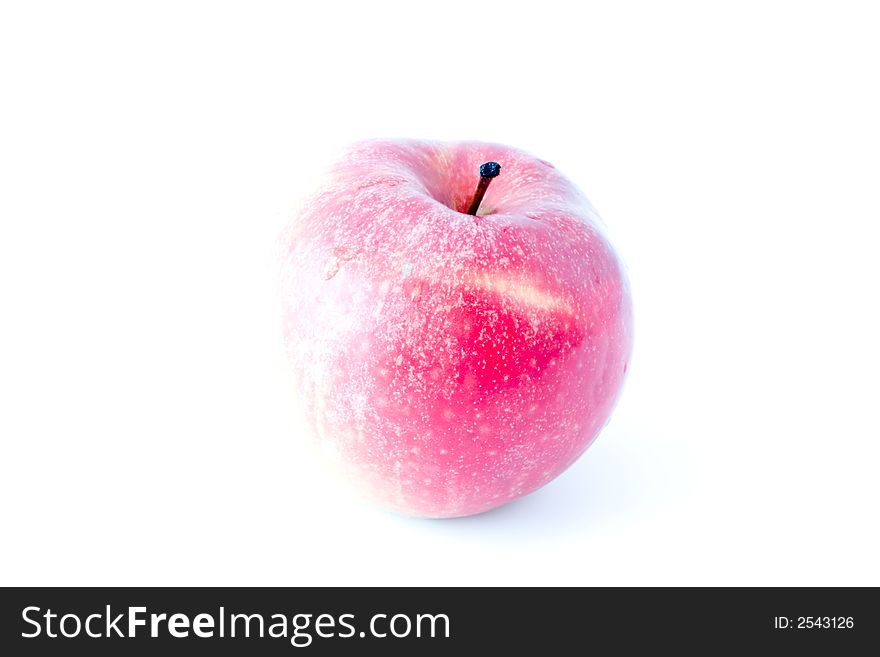 Apple in high key isolated on white with small shadow