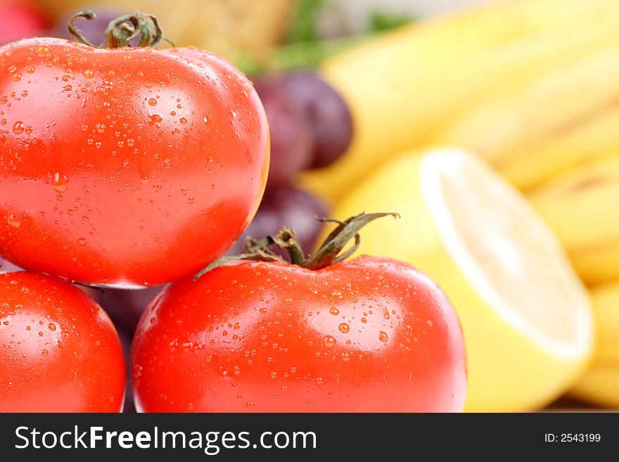 Fresh Vegetables, Fruits and other foodstuffs. Shot in a studio. Fresh Vegetables, Fruits and other foodstuffs. Shot in a studio.