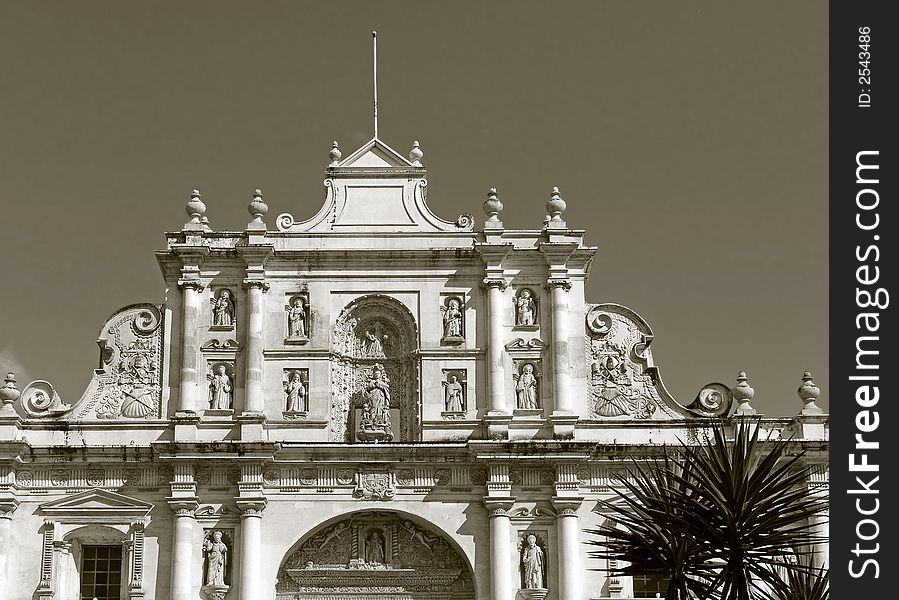 Church in antigua guatermala  toned monochrome