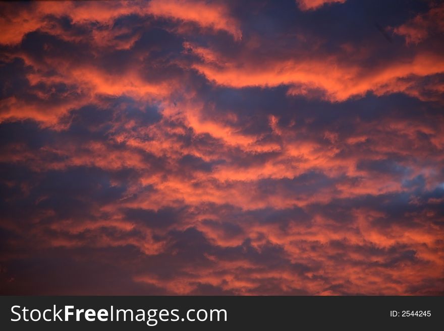 Beautiful sunset colors reflected in the clouds. Beautiful sunset colors reflected in the clouds