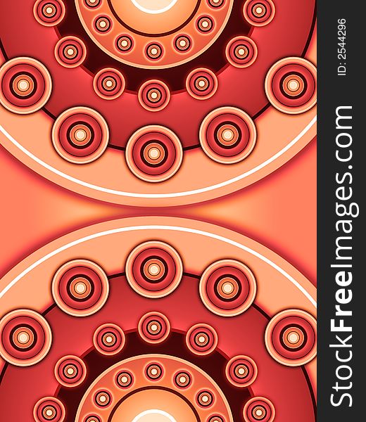 Many color abstract circles and rings orange