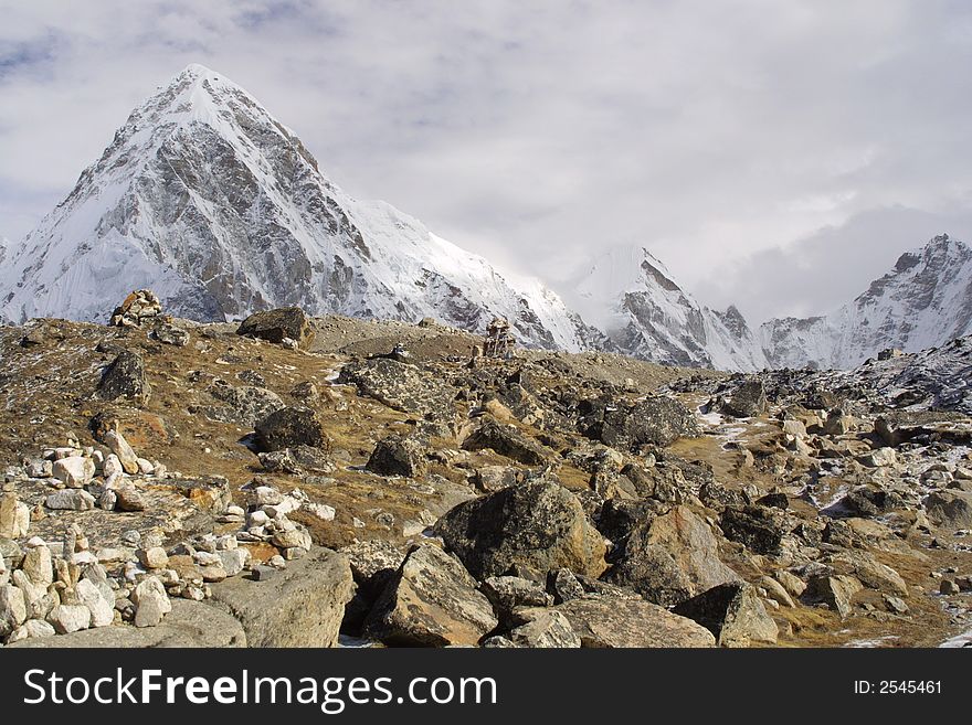 Pumori  - top of the world - the himalaya summits (near Everest). Pumori  - top of the world - the himalaya summits (near Everest)