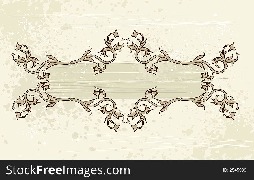 Calligraphy flowers ornament on grunge background. Calligraphy flowers ornament on grunge background