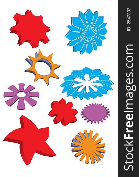 3d vector design elements isolated