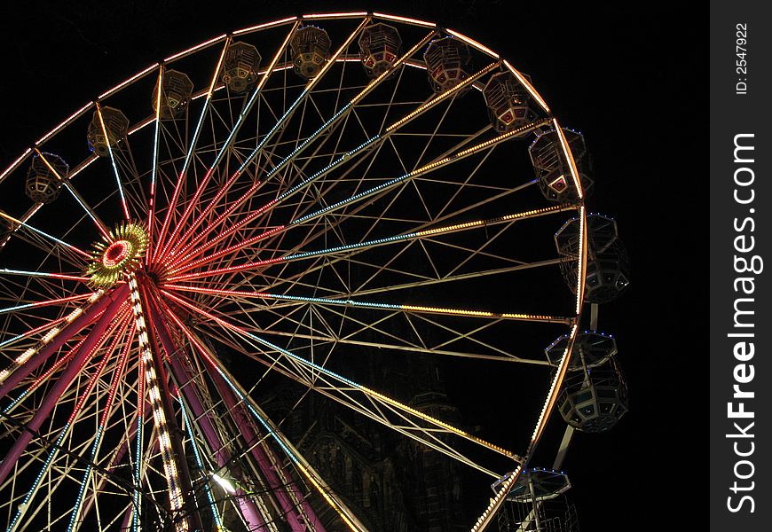 Big wheel at night at new year in edinburgh