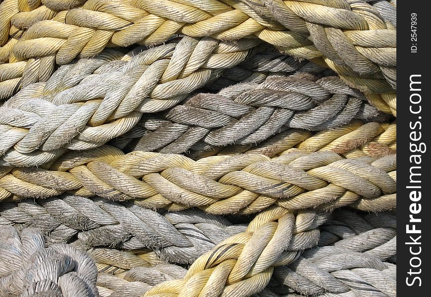 Pile of ropes at harbour