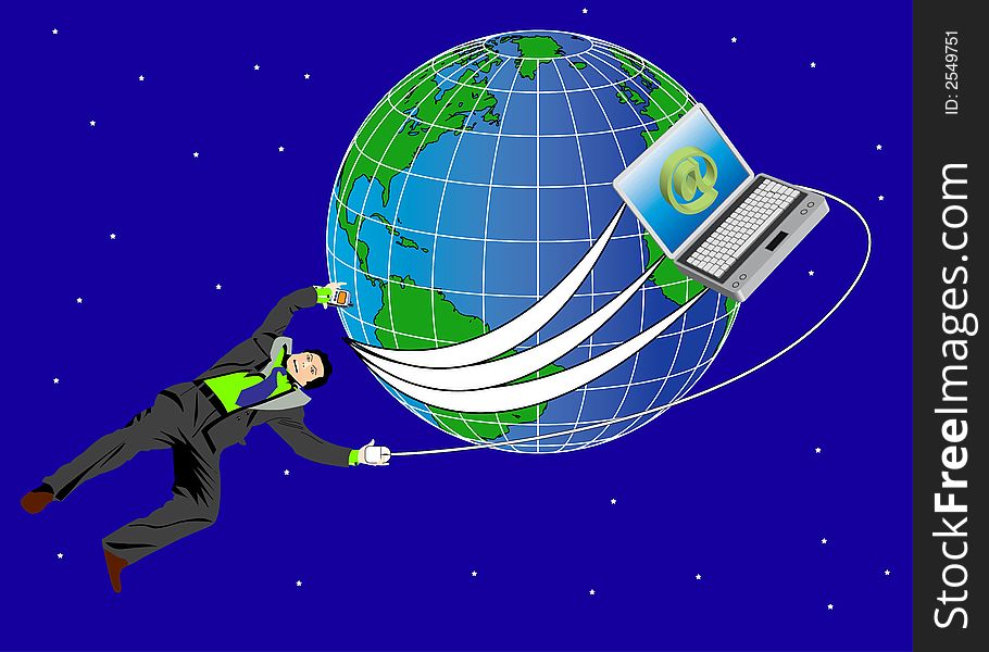 Vector illustration of business communication in planet. Vector illustration of business communication in planet