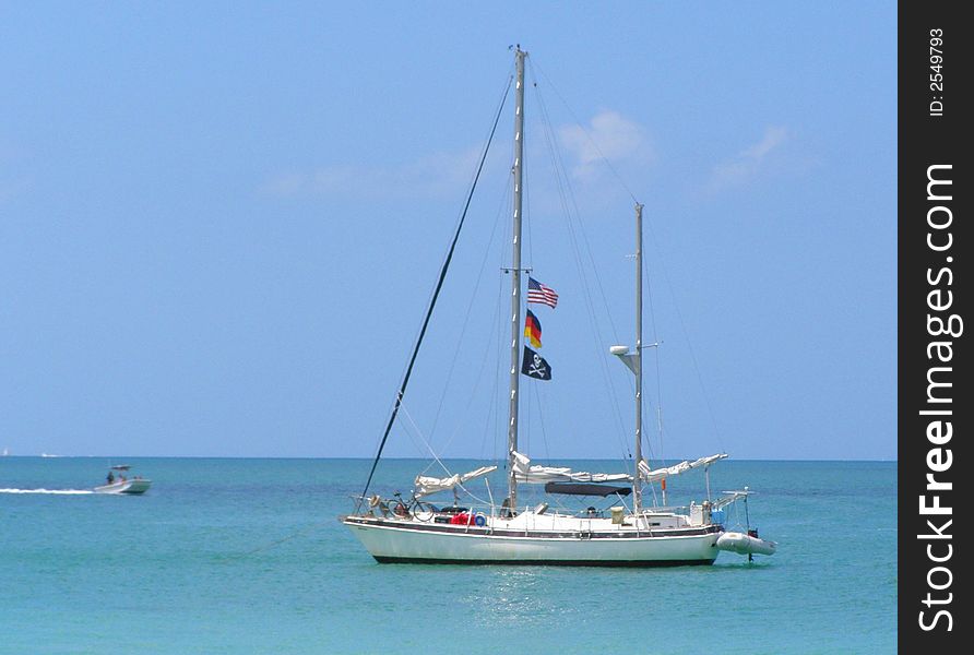 This boat was flying its pirate flag off the Florida Gulf Coast. This boat was flying its pirate flag off the Florida Gulf Coast.