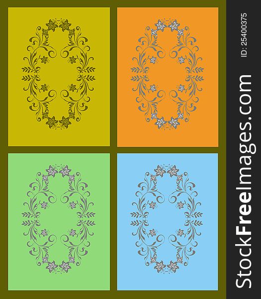 Collage of illustration of different colored floral backgrounds. Collage of illustration of different colored floral backgrounds