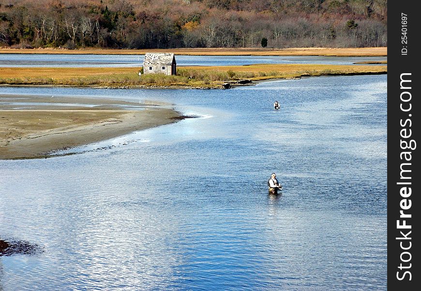 Men Hip-deep In Water,flyfishing