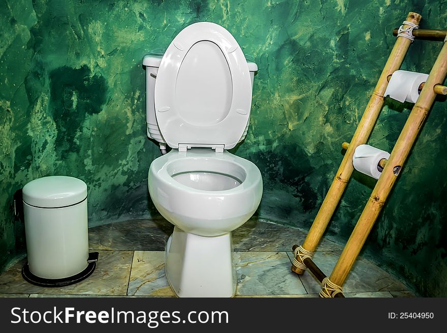 Flush toilet with trash and tissue
