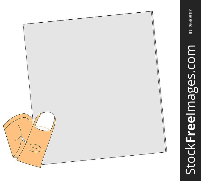 Mans hand holding a blank piece of paper for your message placement. Mans hand holding a blank piece of paper for your message placement