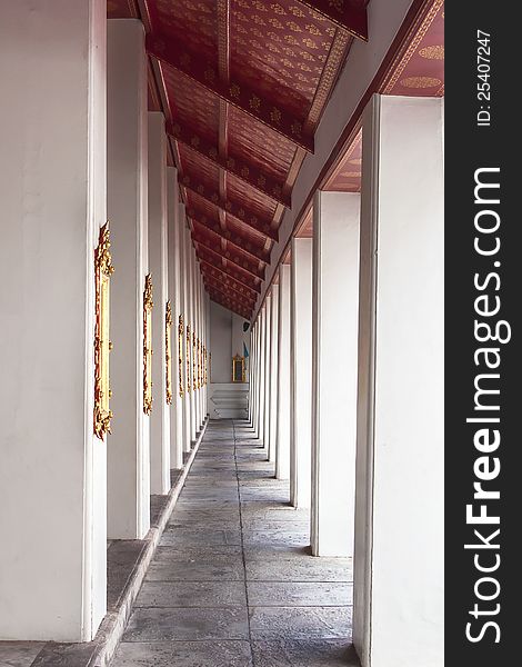 Temple walkway in wat prakraew, thailand