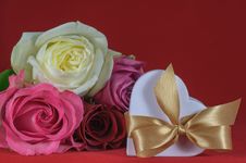 Heart Shaped Gift Box With Rose Stock Photo Heart Shaped Gift Box With Rose Stock Photo
