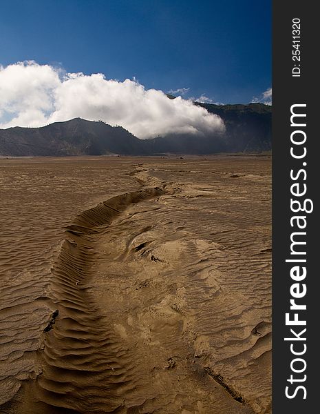 Path in the Sand of Mt. Bromo Caldera