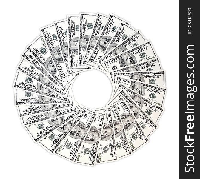 Photography of the dollars liing ring on white background. Photography of the dollars liing ring on white background