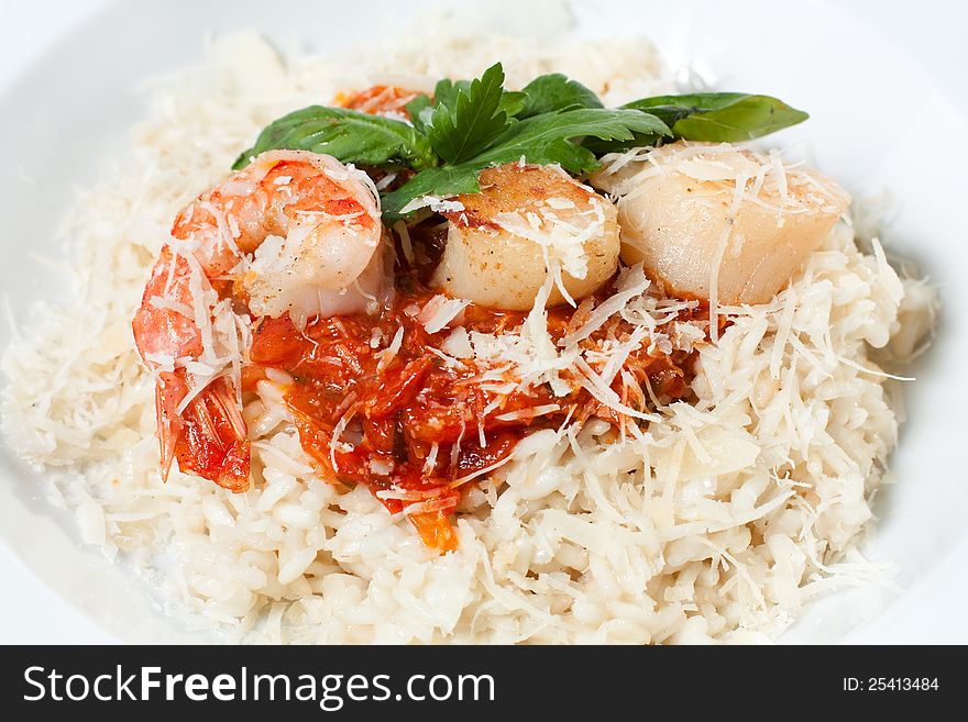 Rice With Seafood And Tomato Sauce