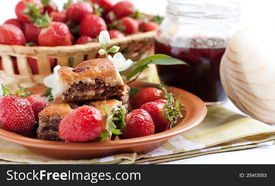 Strawberry Morning. Berries And Delicious Cakes