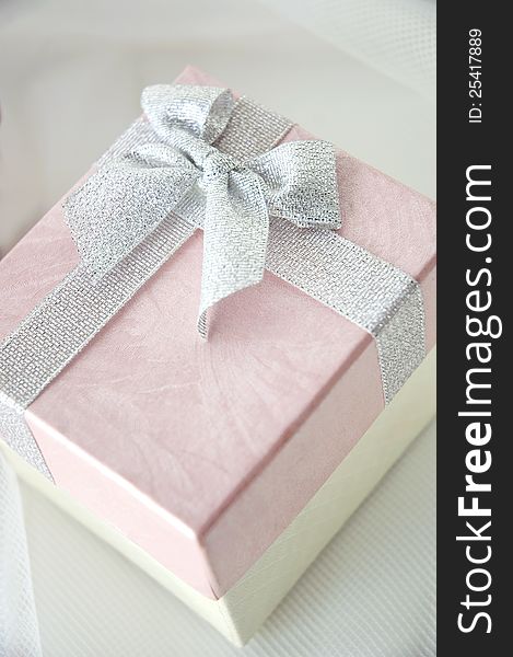 Close up beautiful pink gift box