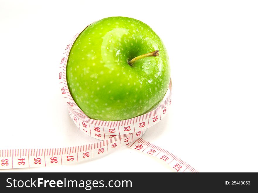 Green apple with measurement