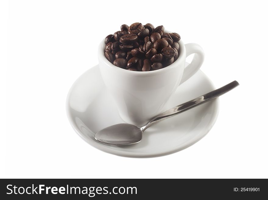 Cup full of coffee beans. Cup full of coffee beans