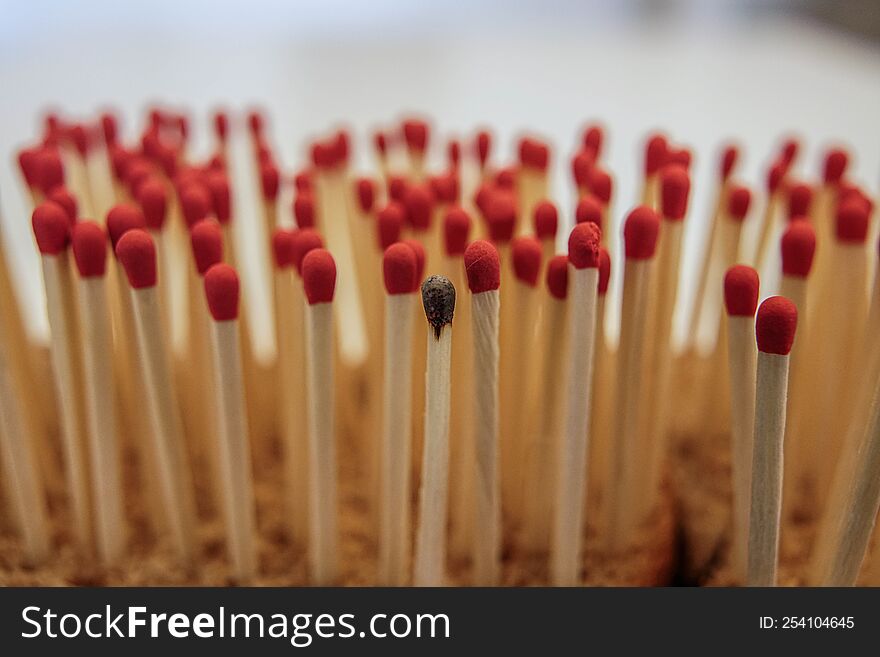 A lot of matches and one burned in middle