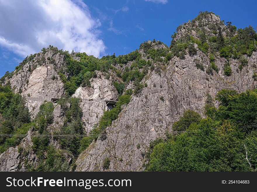 Mountain Cliffs Road to Dam Vidraru Romania