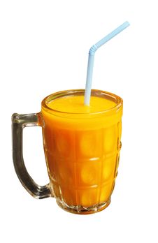 Delicious Tropical Mango Juice On White Background Stock Photos