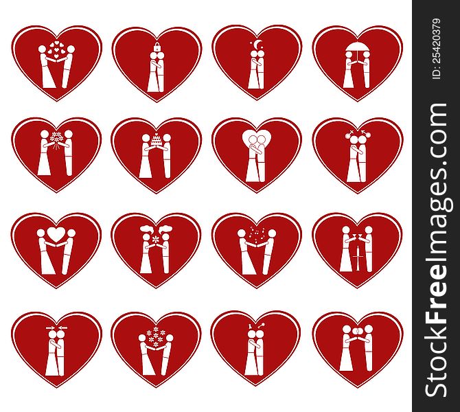 Icons romantic hearts, valentine illustration. Icons romantic hearts, valentine illustration