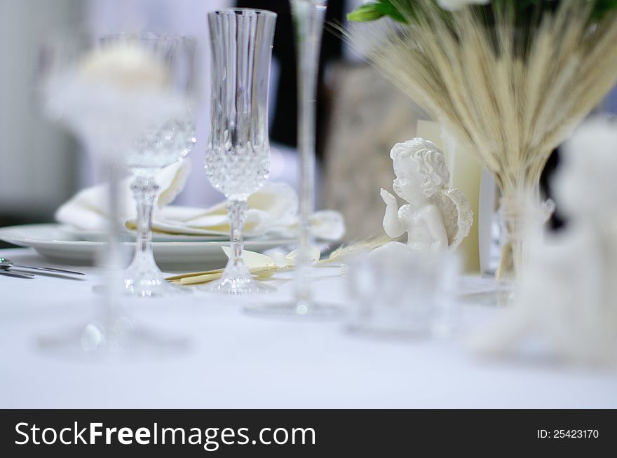 Romantic table set with angel