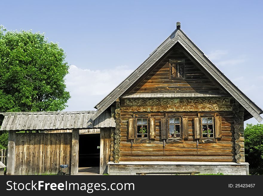 Village house with a small yard. Suzdal. Russia.