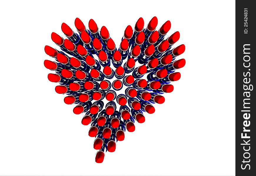 Heart shape drawing with lipstick